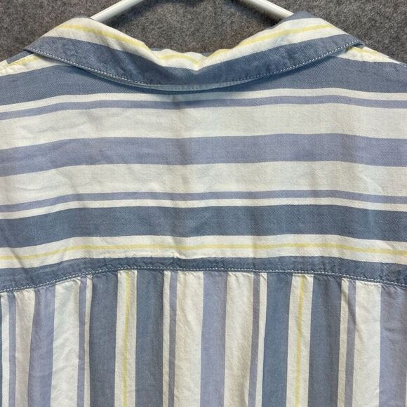 BEACHLUNCHLOUNGE Top Women's XS Blue White Striped Short Sleeve Button Down - Picture 12 of 15